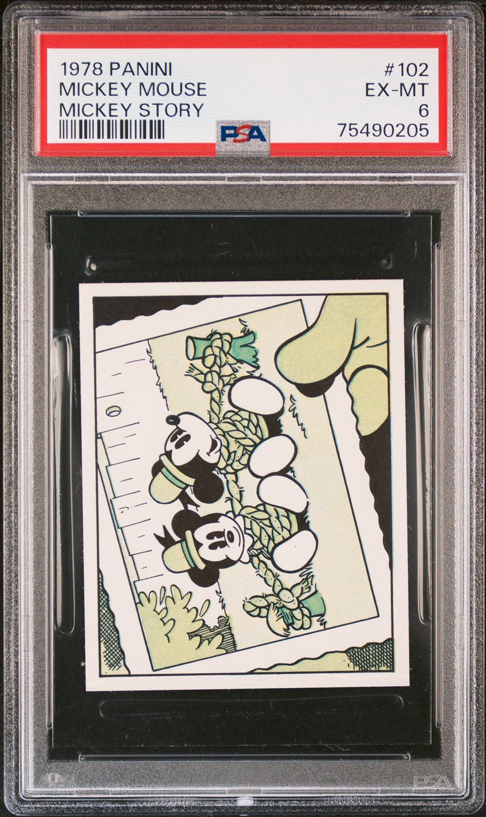 MICKEY MOUSE PSA 6 1978 Panini Mickey Story Sticker #102 Disney Base Graded Cards - Hobby Gems