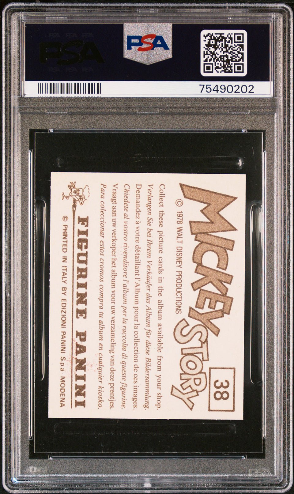 MICKEY MOUSE PSA 8 1978 Panini Mickey Story Sticker #38 Disney Base Graded Cards - Hobby Gems