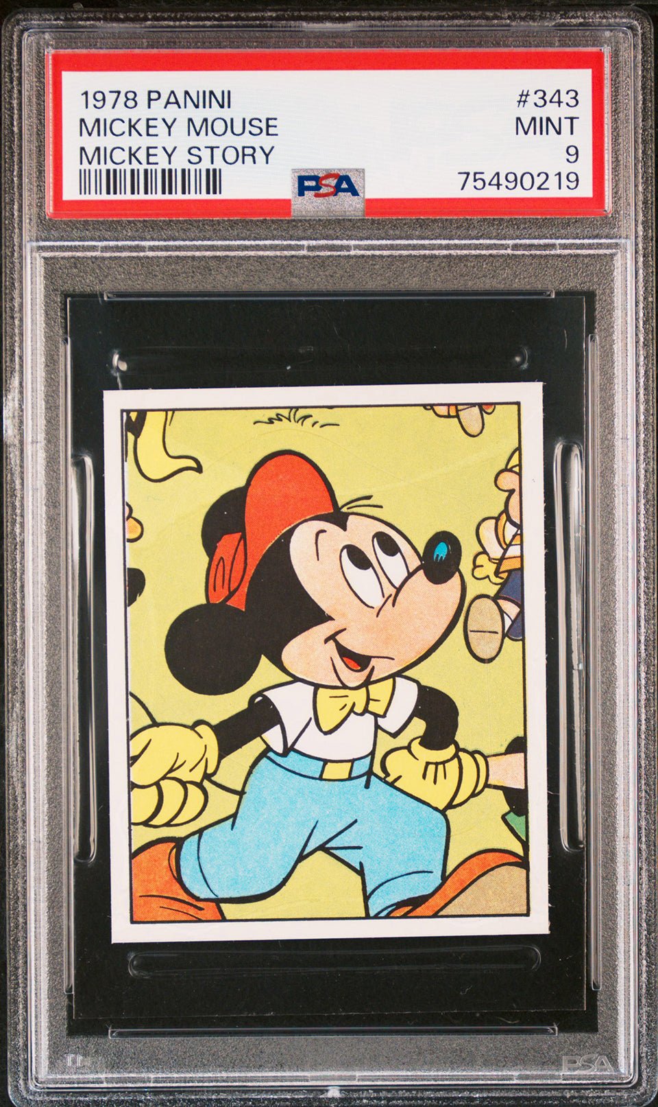 MICKEY MOUSE PSA 9 1978 Panini Mickey Story Sticker #343 Disney Base Graded Cards - Hobby Gems