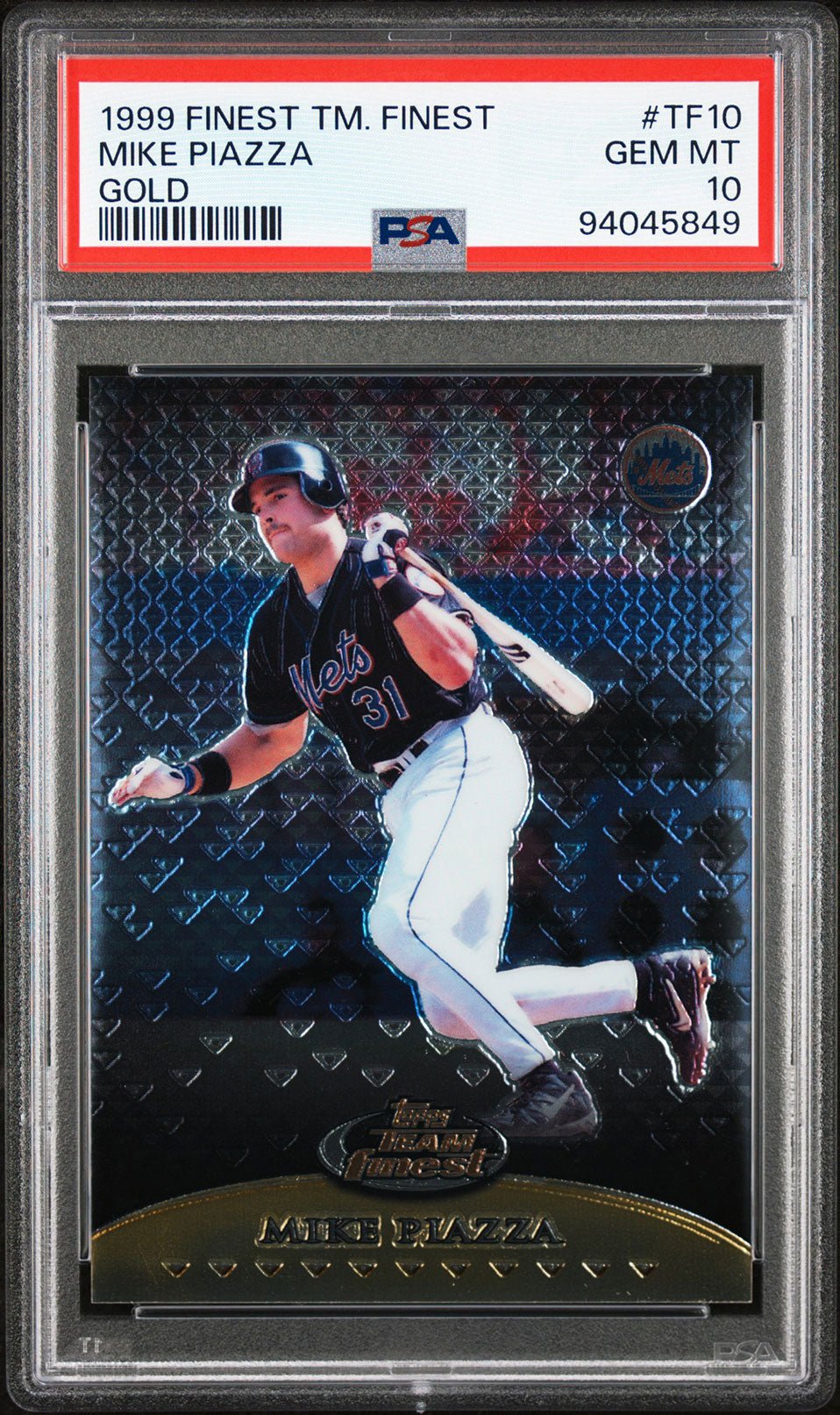 MIKE PIAZZA PSA 10 1999 Topps Finest Team Finest Gold #TF10 112/250 Baseball Graded Cards Parallel Serial Numbered - Hobby Gems