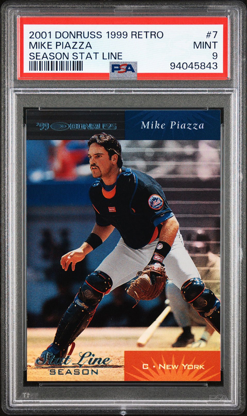 MIKE PIAZZA PSA 9 2001 Donruss 1999 Retro Stat Line Season #7 3/111 Baseball Graded Cards Parallel Serial Numbered - Hobby Gems