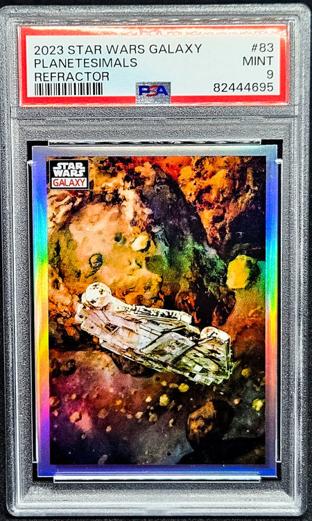 MILENNIUM FALCON PSA 9 2023 Star Wars Chrome Galaxy Planetesimals Refractor #83 Star Wars Graded Cards Parallel - Hobby Gems