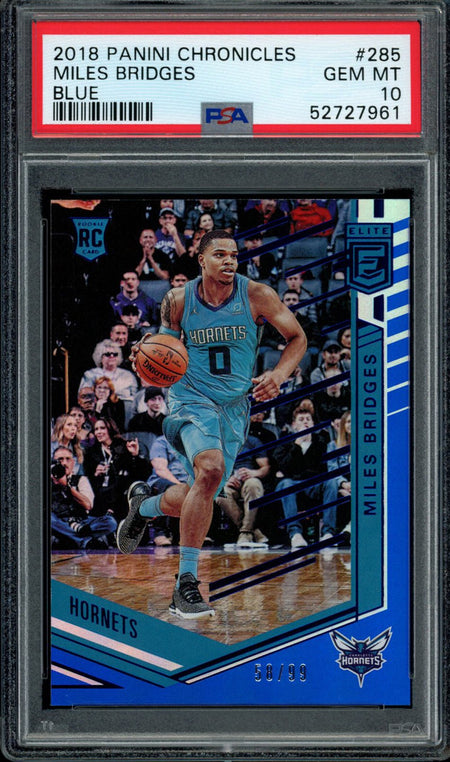 MILES BRIDGES PSA 10 2018-19 Panini Chronicles RC Elite Blue #285 58/99 Basketball Graded Cards Parallel RC - Hobby Gems