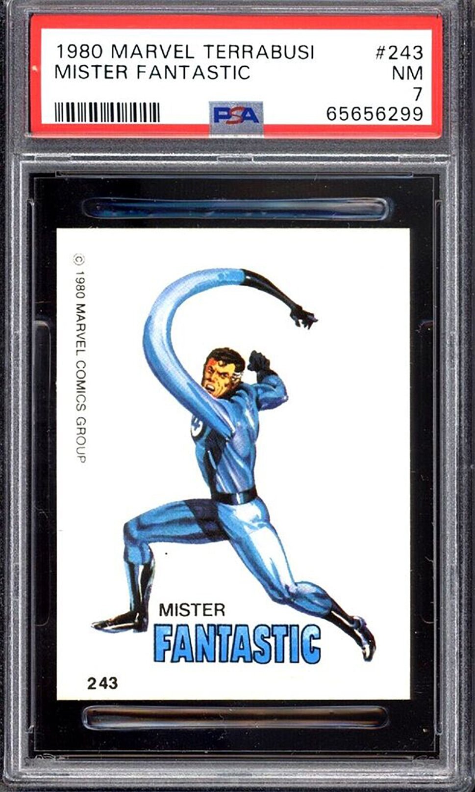 MISTER FANTASTIC PSA 7 1980 Marvel Terrabusi Sticker #243 Marvel Graded Cards Sticker - Hobby Gems