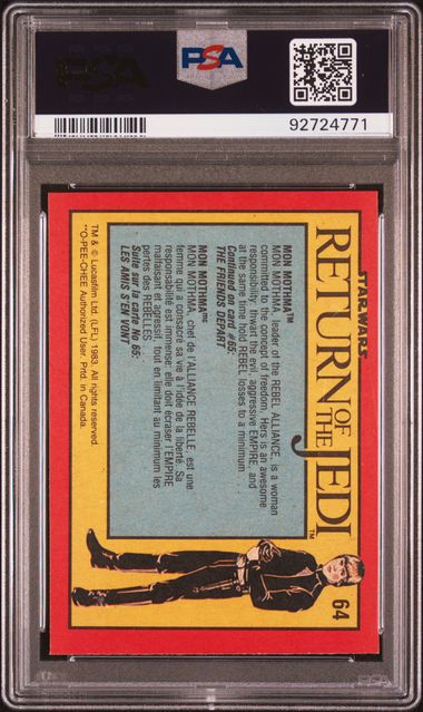 MON MONTHMA PSA 8 1983 O - Pee - Chee OPC Star Wars Return of the Jedi #64 Star Wars Base Graded Cards - Hobby Gems