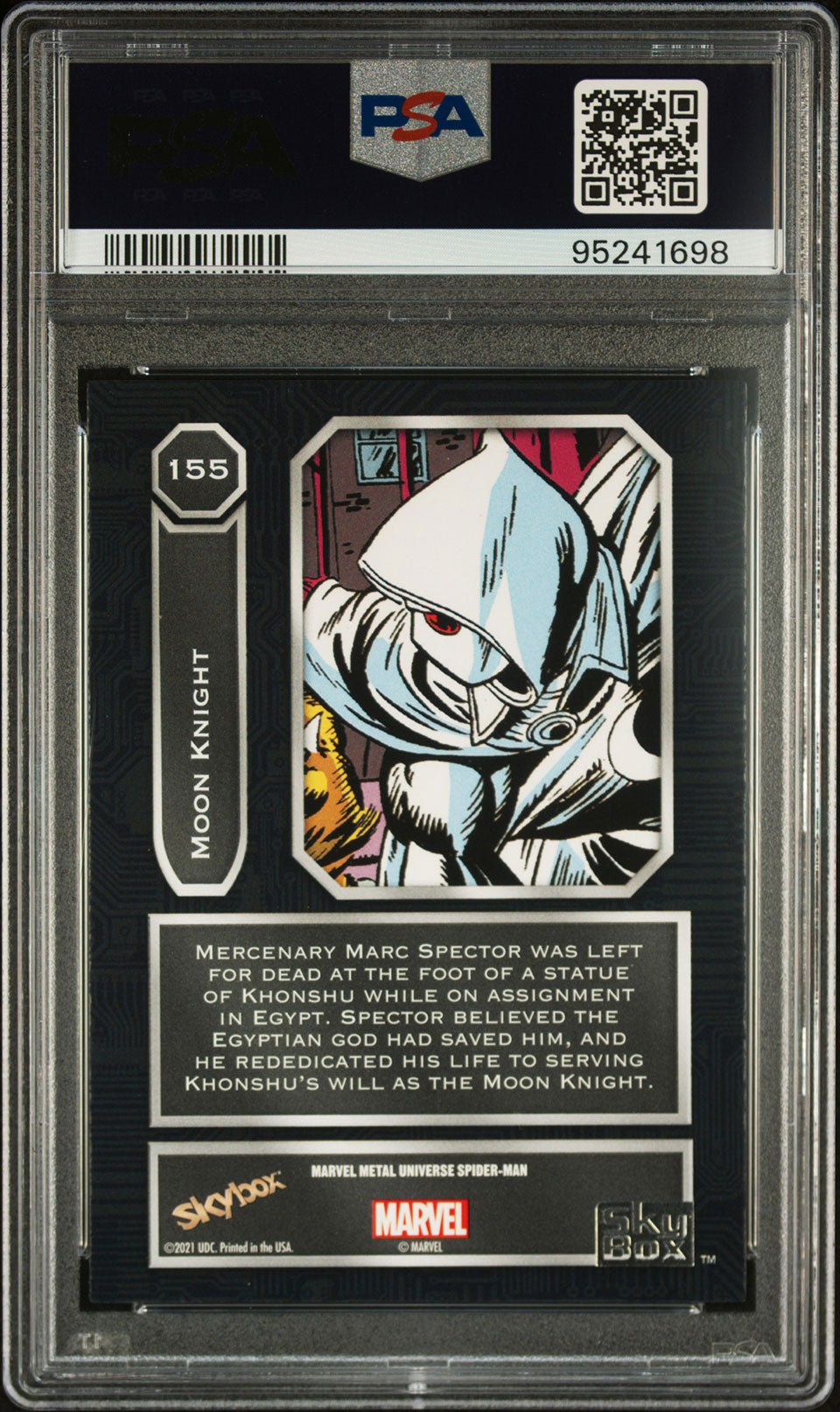 MOON KNIGHT PSA 9 2022 Skybox Marvel Metal Universe Spider - Man #155 Marvel Base Graded Cards - Hobby Gems