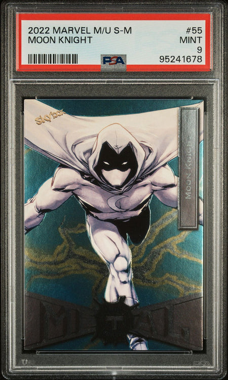 MOON KNIGHT PSA 9 2022 Skybox Marvel Metal Universe Spider - Man #55 Marvel Base Graded Cards - Hobby Gems