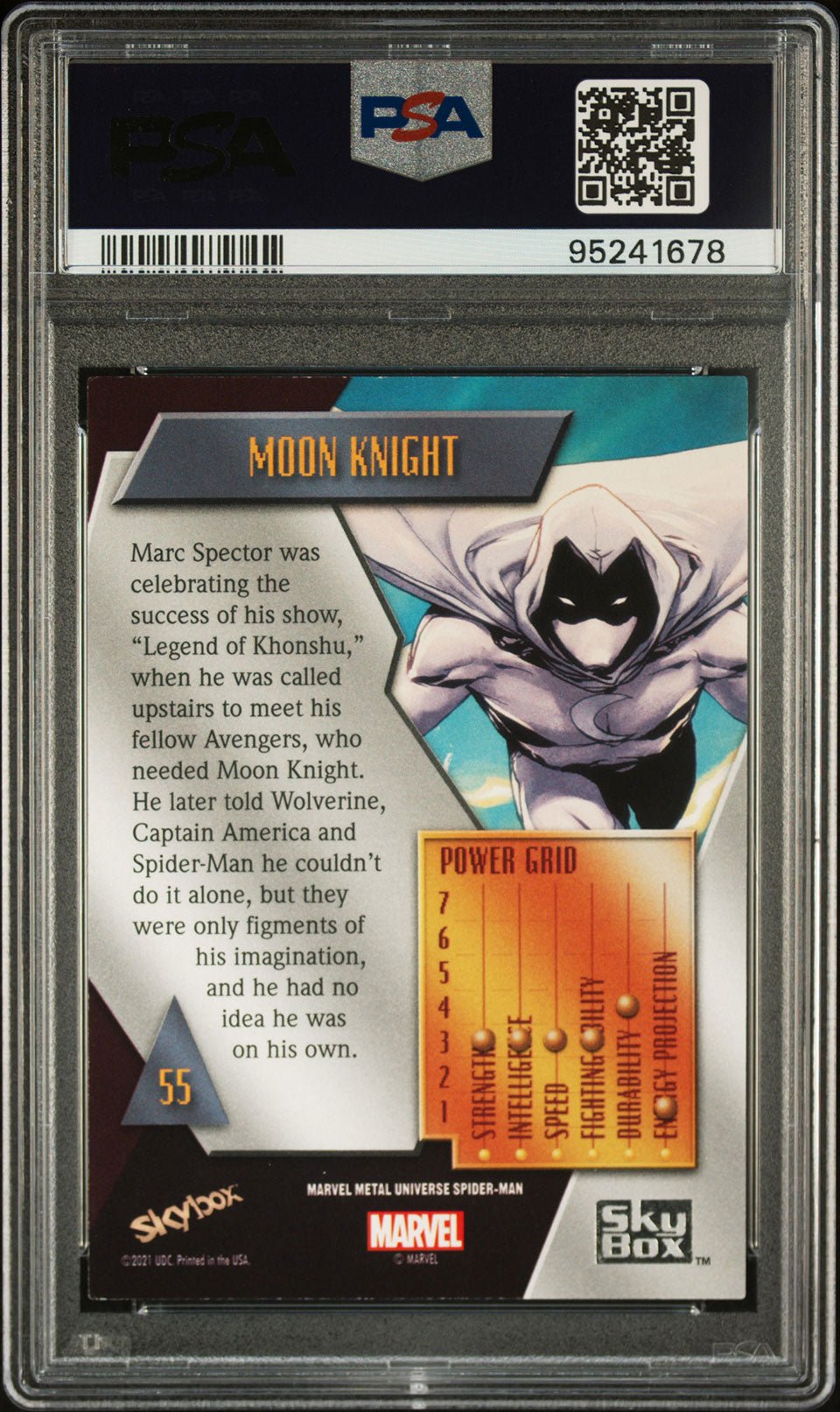 MOON KNIGHT PSA 9 2022 Skybox Marvel Metal Universe Spider - Man #55 Marvel Base Graded Cards - Hobby Gems