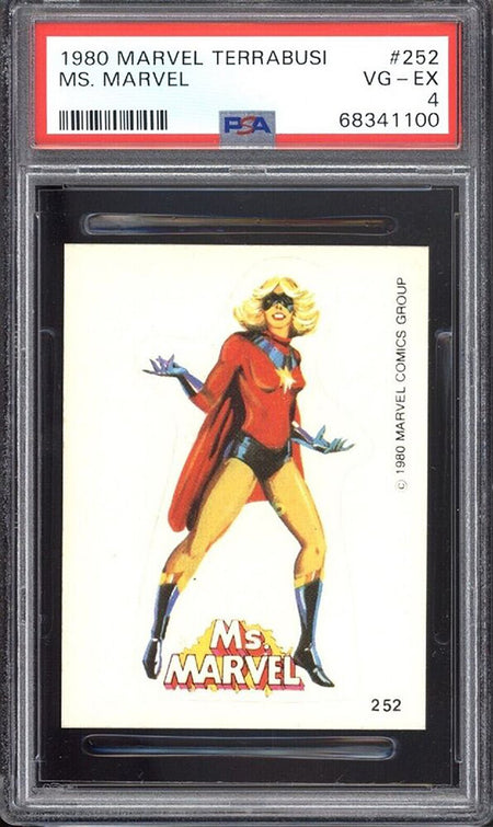 MS. MARVEL PSA 4 1980 Marvel Terrabusi Sticker #252 Marvel Graded Cards Sticker - Hobby Gems