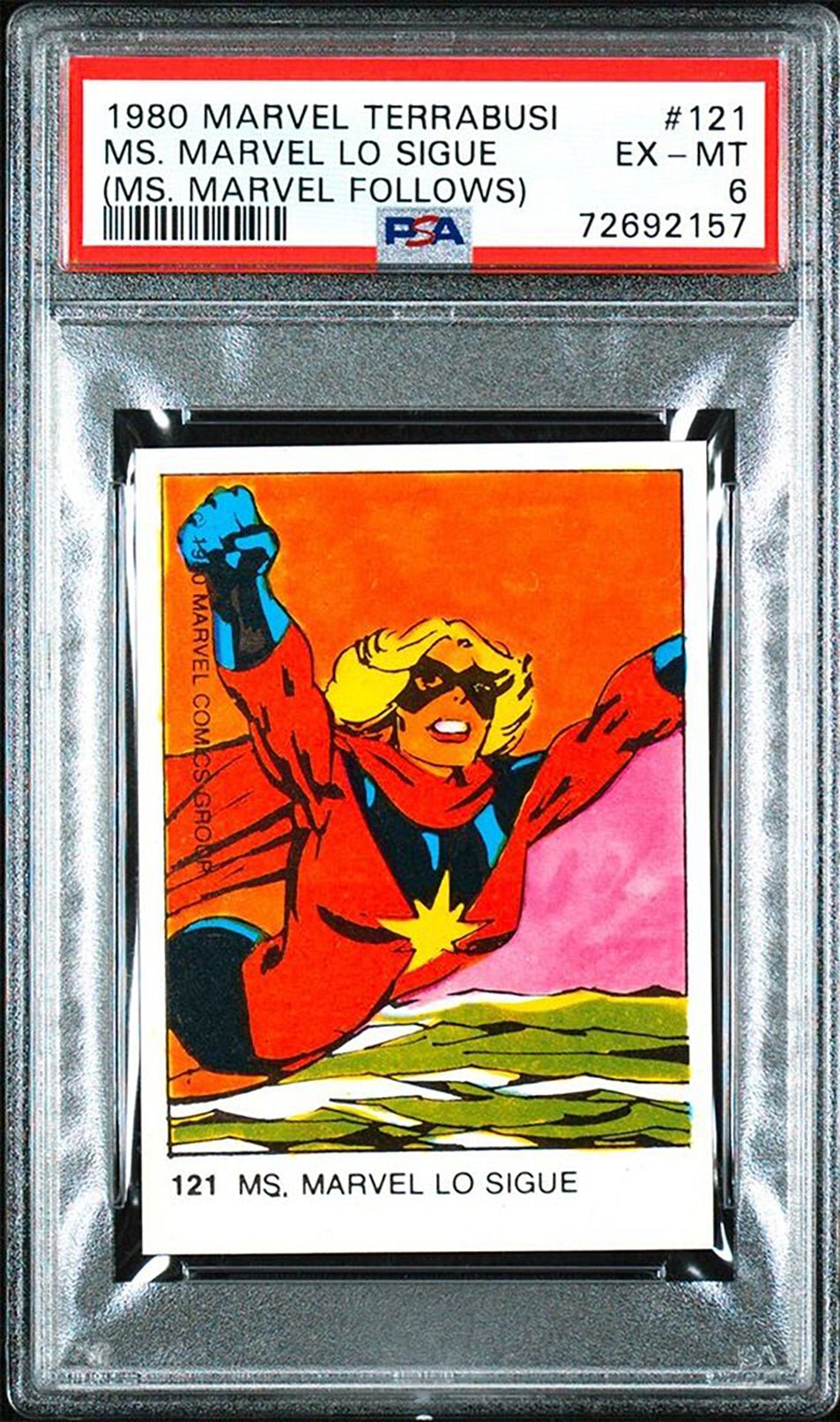 MS. MARVEL PSA 6 1980 Terrabusi Marvel Super Heroes #121 Marvel Base Graded Cards - Hobby Gems