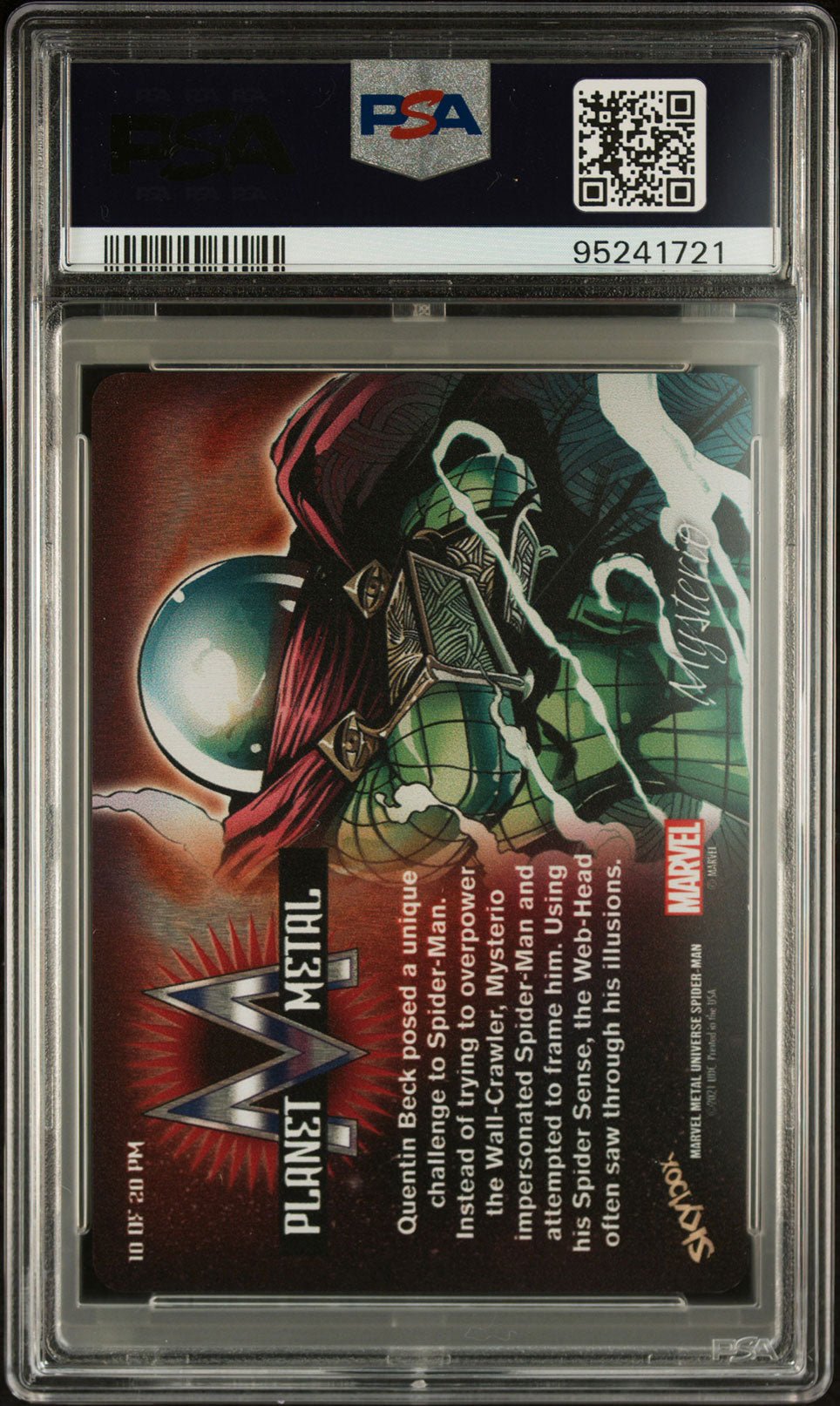 MYSTERIO PSA 9 2022 Skybox Marvel Metal Universe Spider - Man Planet Metal Copper #10 62/99 Marvel Graded Cards Insert Parallel - Hobby Gems