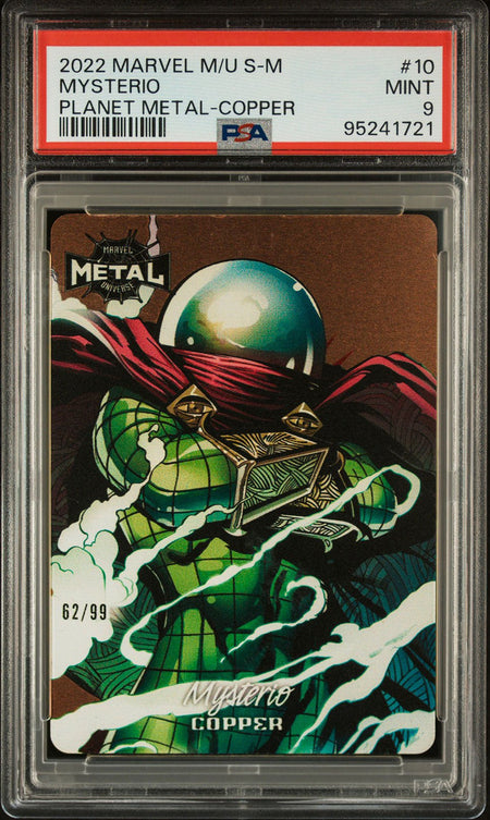 MYSTERIO PSA 9 2022 Skybox Marvel Metal Universe Spider - Man Planet Metal Copper #10 62/99 Marvel Graded Cards Insert Parallel - Hobby Gems