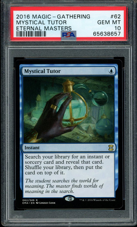 MYSTICAL TUTOR PSA 10 2016 Eternal Masters Magic the Gathering Rare 62 Magic the Gathering Base Graded Cards - Hobby Gems