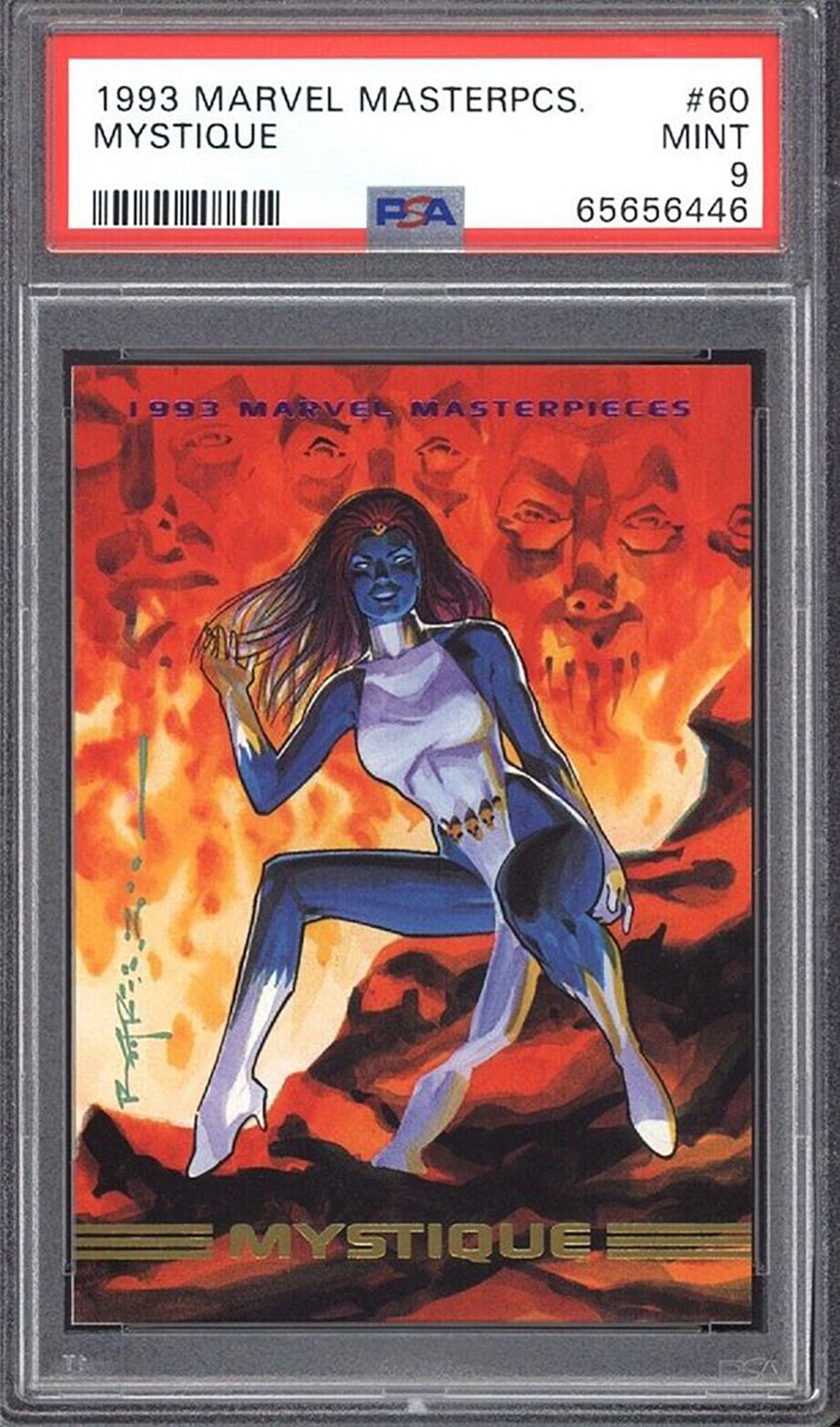 MYSTIQUE PSA 9 1993 Marvel Masterpieces #60 C1 Marvel Base Graded Cards - Hobby Gems