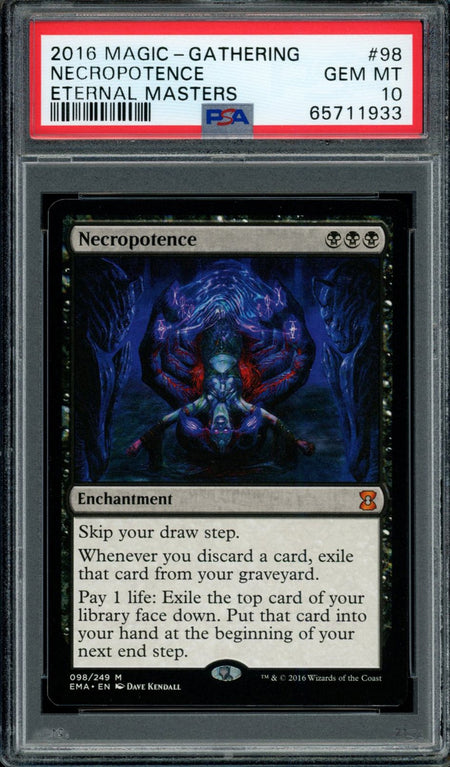 NECROPOTENCE PSA 10 2016 Eternal Masters Magic the Gathering Mythic 98 Magic the Gathering Base Graded Cards - Hobby Gems