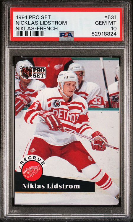 NICKLAS LIDSTROM PSA 10 1991-92 Pro Set French #531 Hockey Base Graded Cards - Hobby Gems