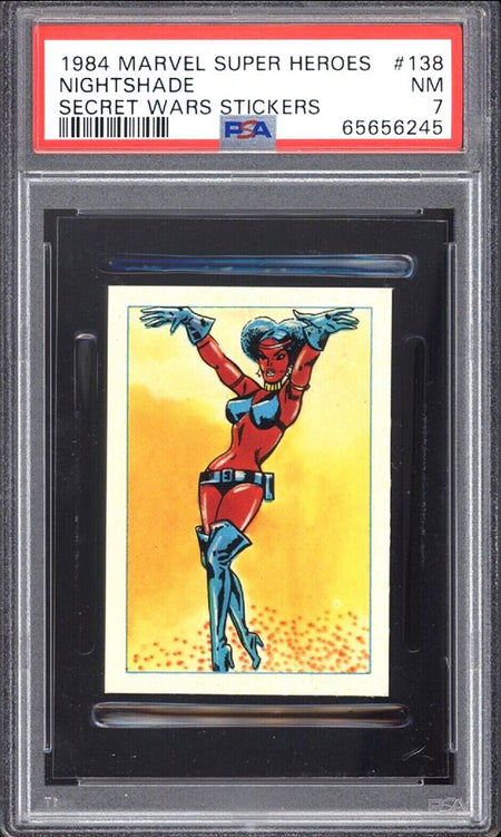 NIGHTSHADE PSA 7 1984 Marvel Super Heroes Secret Wars Stickers #138 Marvel Graded Cards Sticker - Hobby Gems