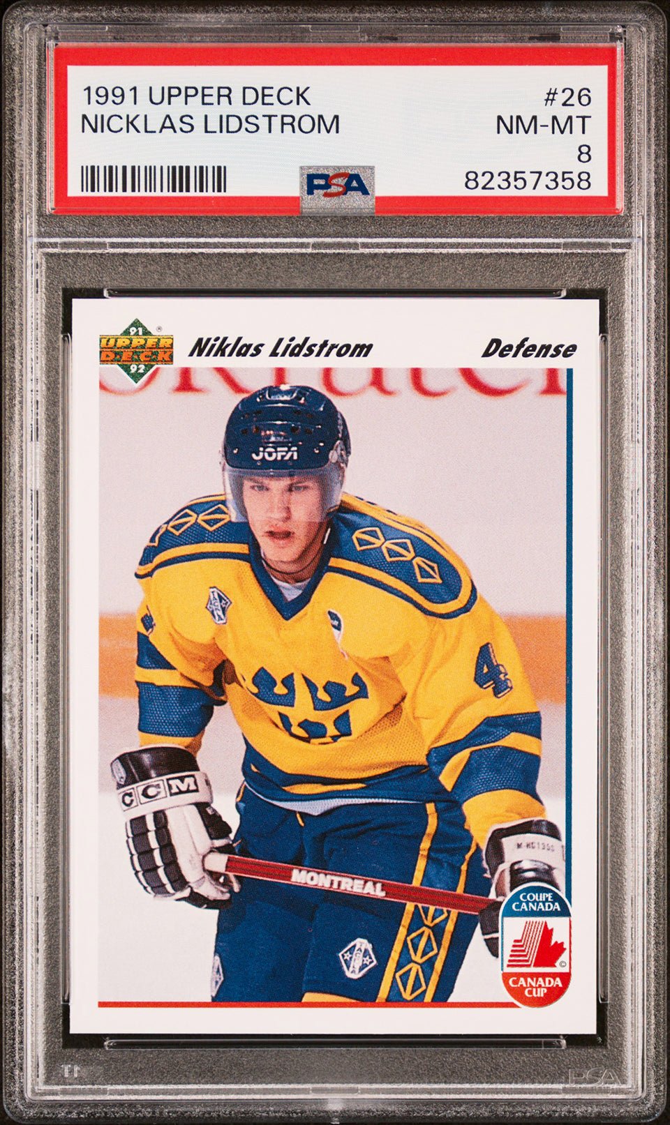 NIKLAS LIDSTROM PSA 8 1991-92 Upper Deck #26 Hockey Base Graded Cards - Hobby Gems