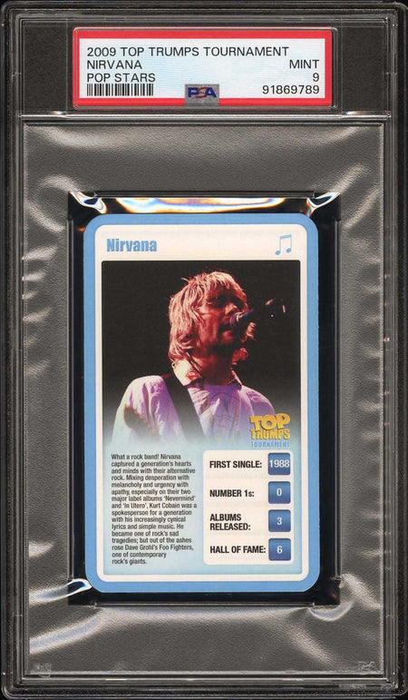 NIRVANA PSA 9 2009 Top Trumps Tournament Pop Stars Pop Culture Base Graded Cards - Hobby Gems