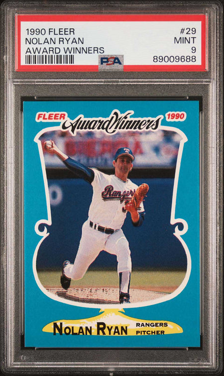 NOLAN RYAN PSA 9 1990 Fleer Award Winners #29 Baseball Base Graded Cards - Hobby Gems