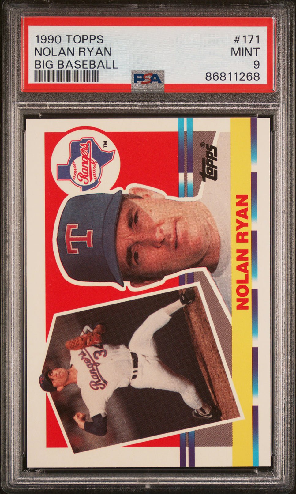 NOLAN RYAN PSA 9 1990 Topps Big Baseball #171 Baseball Base Graded Cards - Hobby Gems