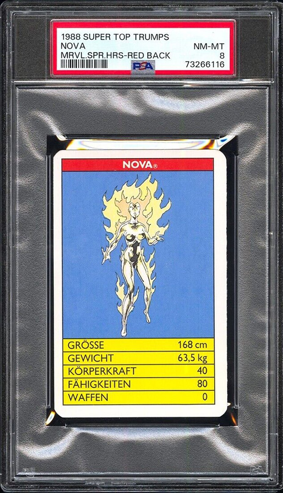 NOVA PSA 8 1988 Super Top Trumps Marvel Super Heroes Red Back Marvel Base Graded Cards - Hobby Gems