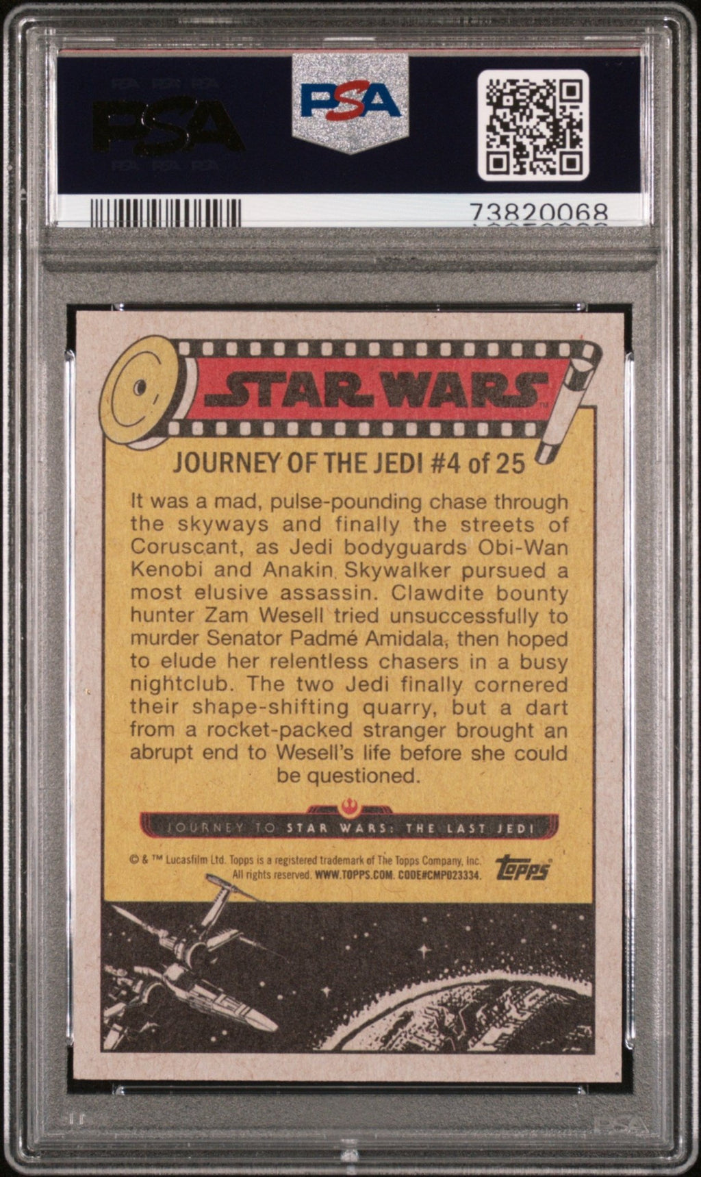 OBI-WAN KENOBI PSA 10 2017 Topps Star Wars Last Jedi #4 Gold Star Field 14/25 Star Wars Graded Cards Parallel Serial Numbered - Hobby Gems