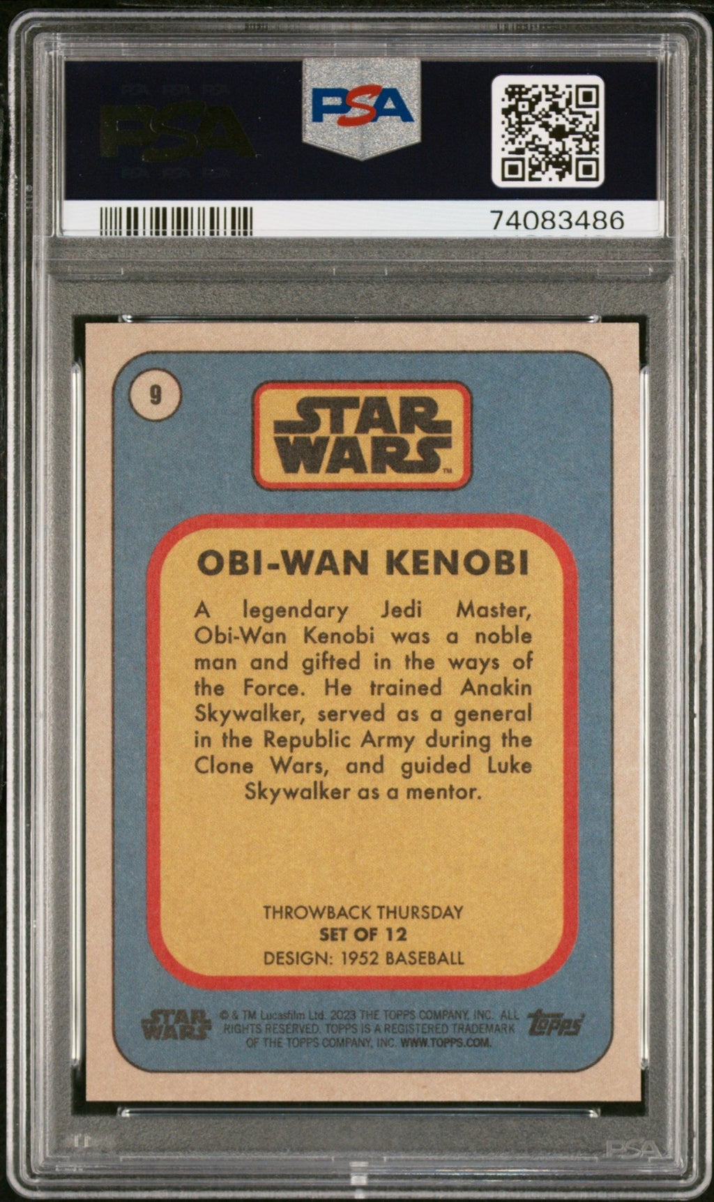 OBI-WAN KENOBI PSA 10 2023 Topps Star Wars Throwback Thursday TBT #9 C4 Star Wars Base Graded Cards - Hobby Gems