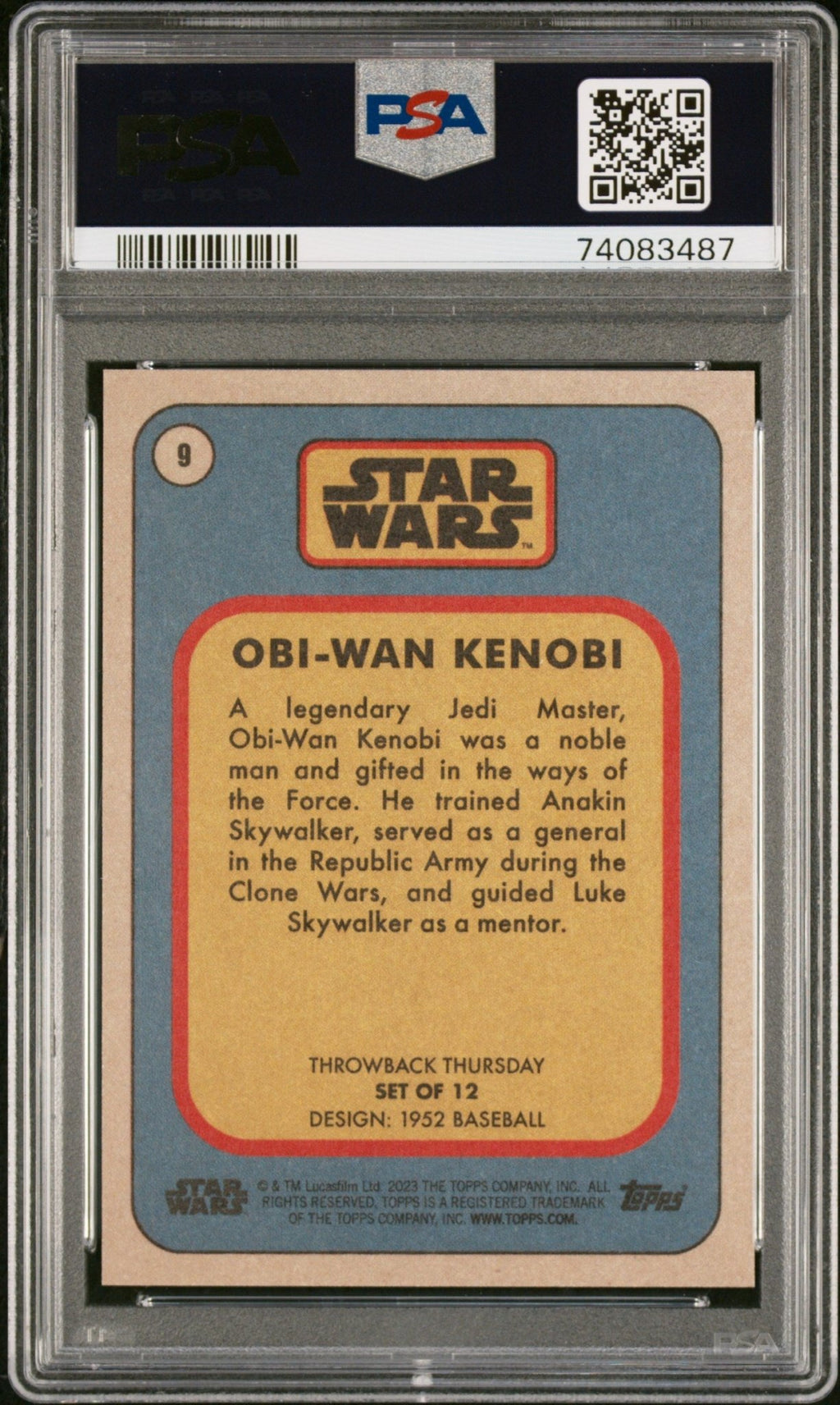 OBI-WAN KENOBI PSA 10 2023 Topps Star Wars Throwback Thursday TBT #9 C5 Star Wars Base Graded Cards - Hobby Gems