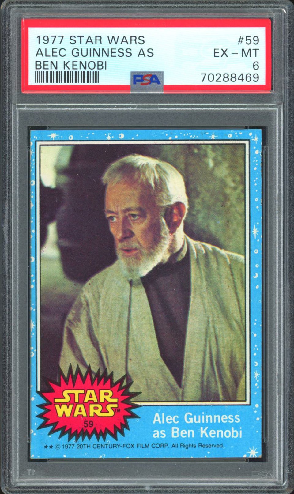 OBI-WAN KENOBI PSA 6 1977 STAR WARS ALEC GUINNESS AS BEN KENOBI #59 Star Wars Base Graded Cards - Hobby Gems