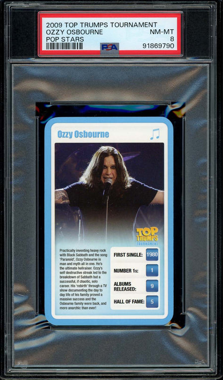 OZZY OSBOURNE PSA 8 2009 Top Trumps Tournament Pop Stars Pop Culture Base Graded Cards - Hobby Gems