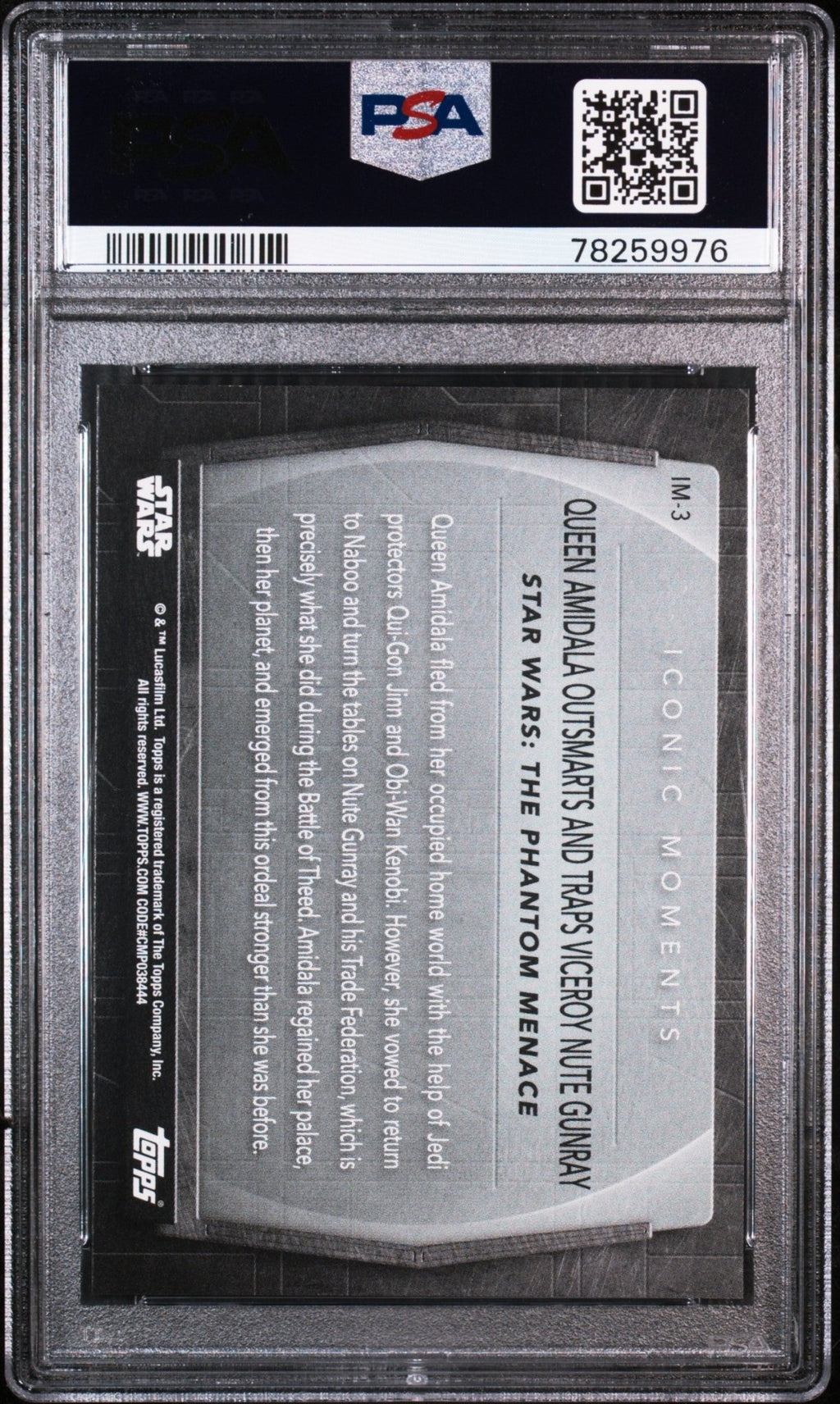 PADME AMIDALA PSA 10 2020 Topps Women of Star Wars Iconic Moments #IM-3 4/5 Star Wars Graded Cards Insert Serial Numbered - Hobby Gems