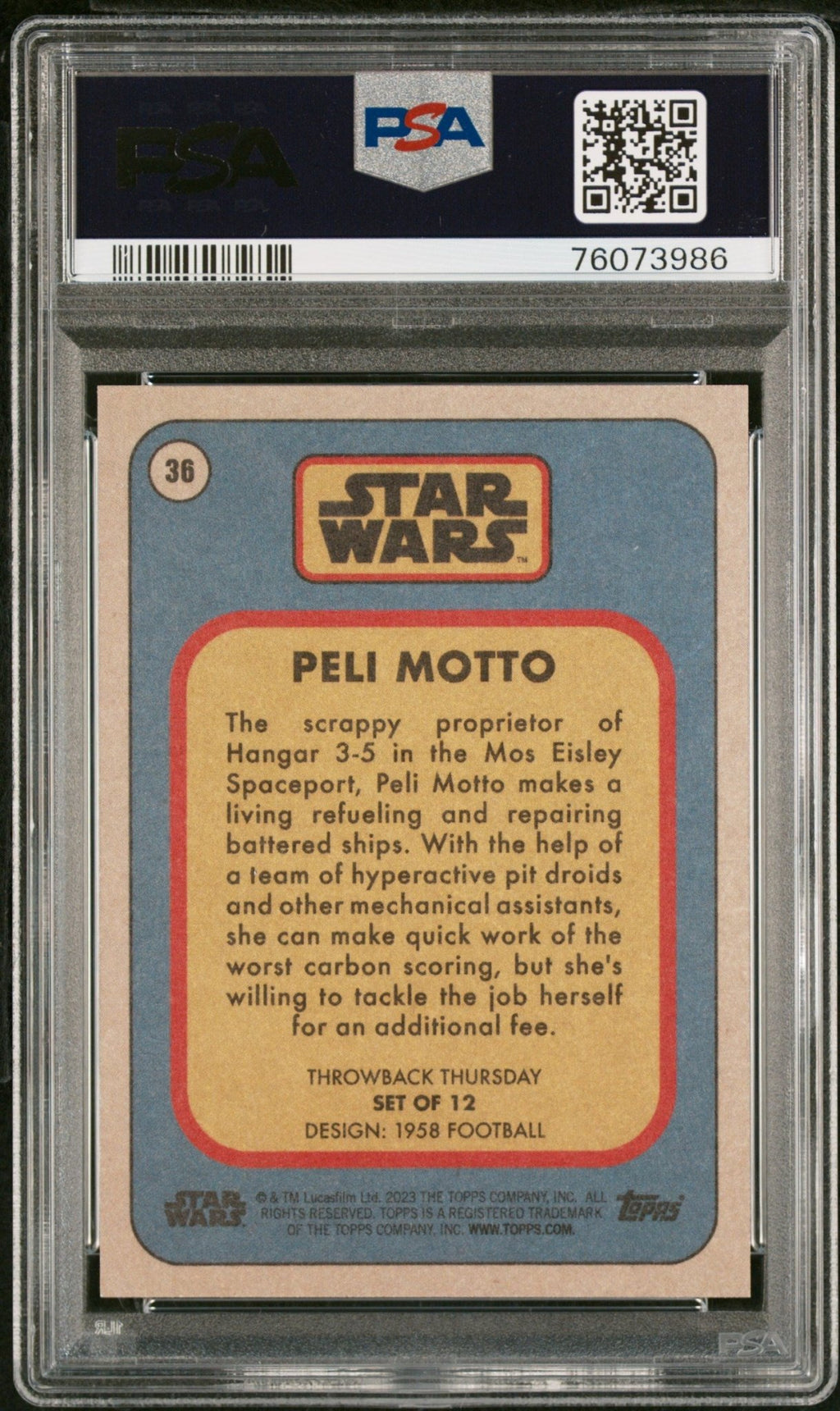 PELI MOTTO PSA 10 2023 Throwback Thursday Star Wars TBT #36 C1 Star Wars Base Graded Cards - Hobby Gems