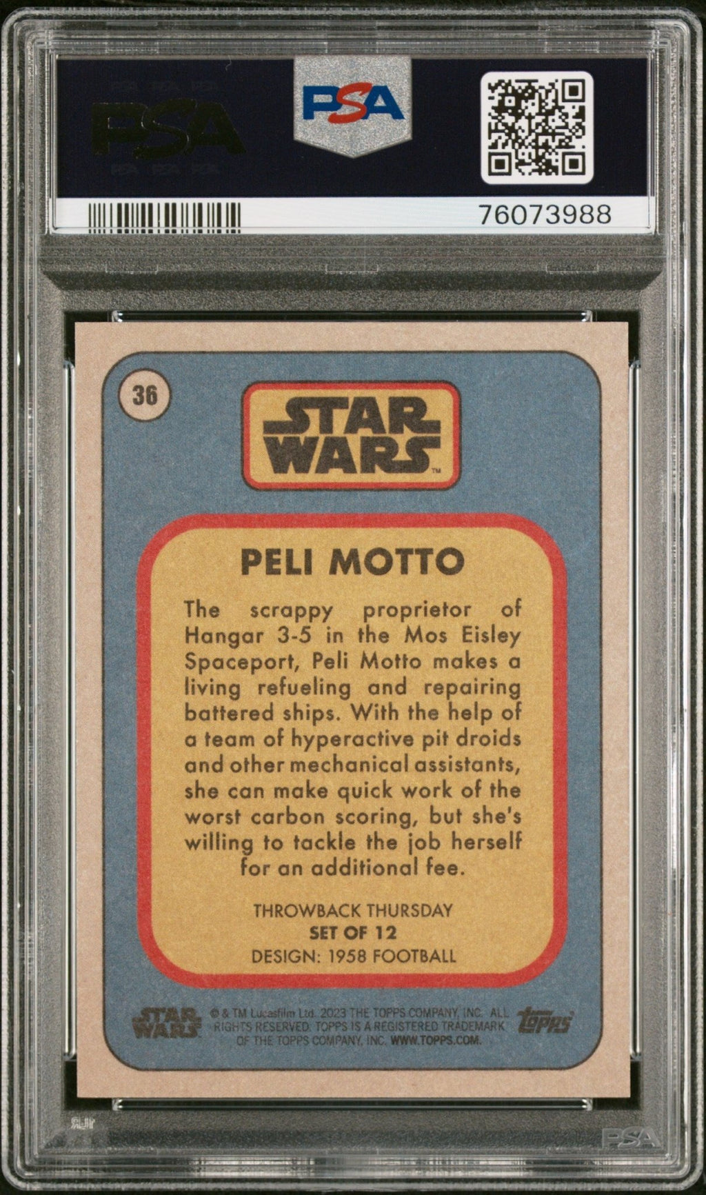 PELI MOTTO PSA 10 2023 Throwback Thursday Star Wars TBT #36 C3 Star Wars Base Graded Cards - Hobby Gems