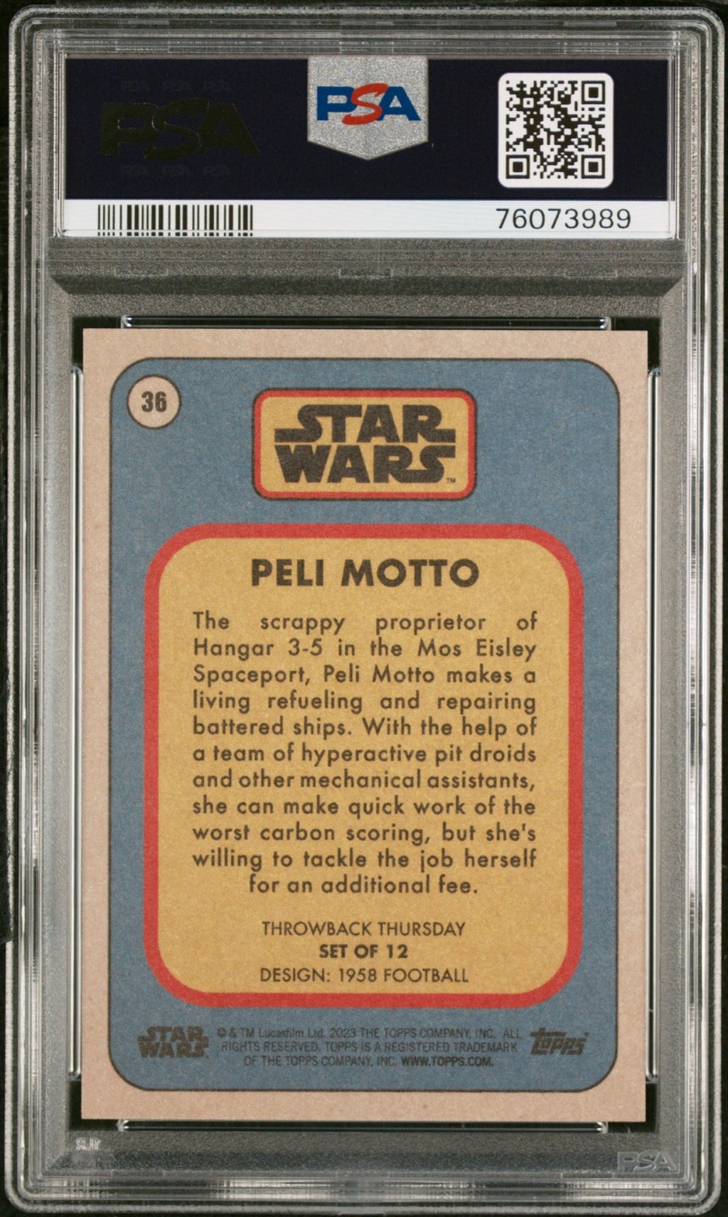 PELI MOTTO PSA 10 2023 Throwback Thursday Star Wars TBT #36 C4 Star Wars Base Graded Cards - Hobby Gems