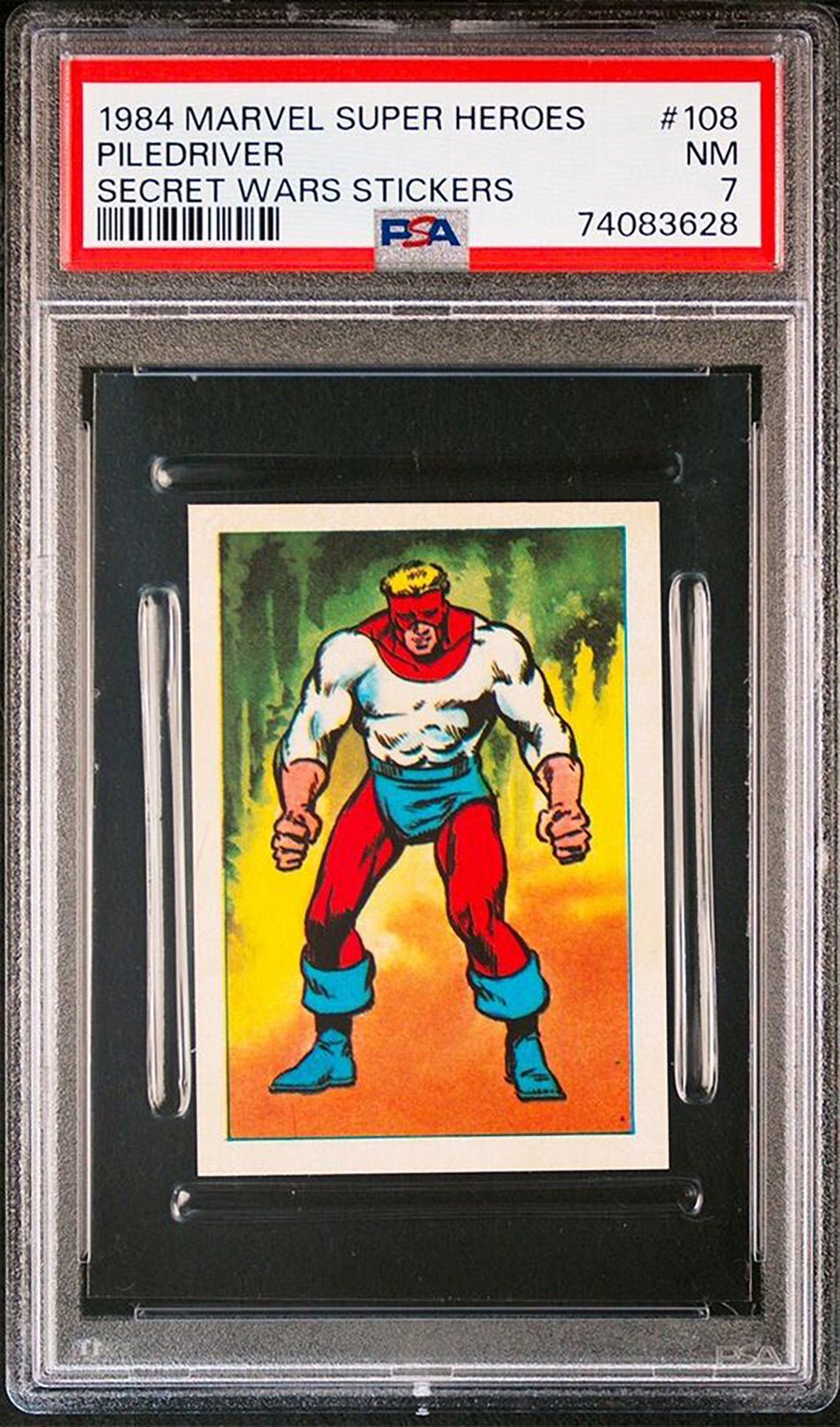 PILEDRIVER PSA 7 1984 Marvel Super Heroes Secret Wars Stickers #108 C1 Marvel Graded Cards Sticker - Hobby Gems