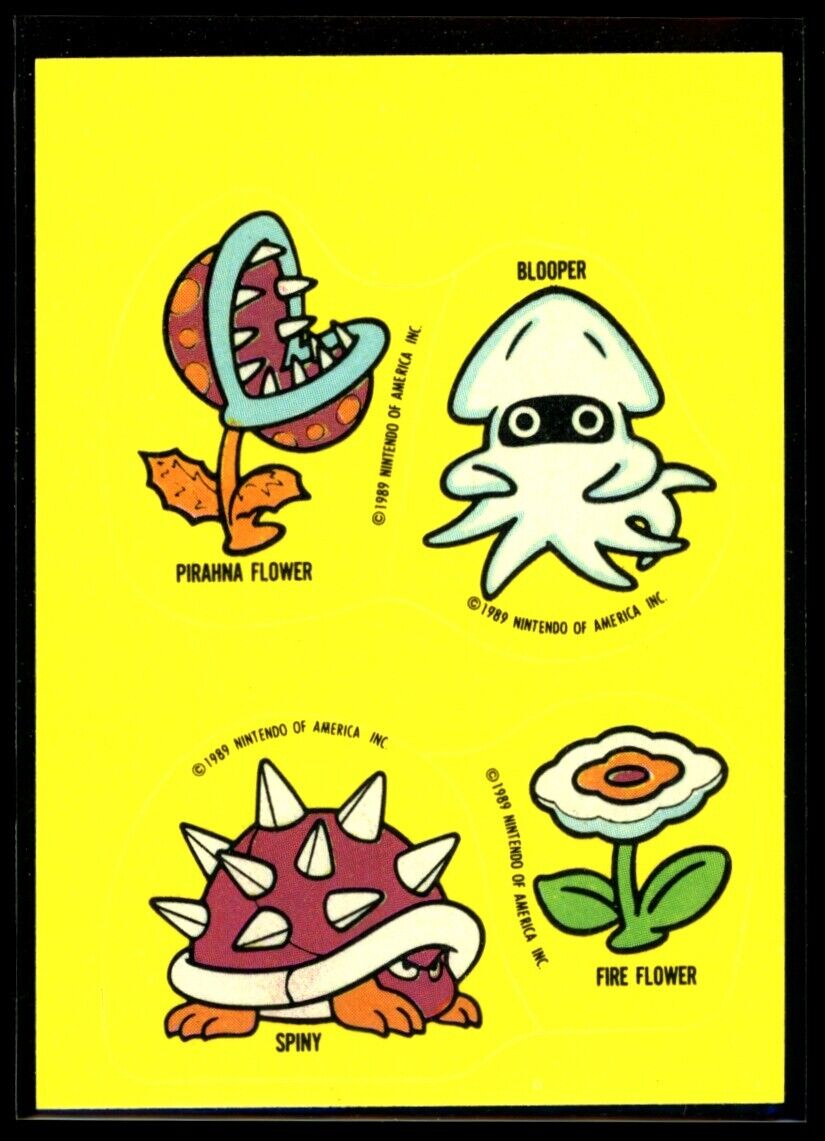 PIRAHNA FIRE FLOWER BLOOPER SPINY 1989 Topps Nintendo Sticker #26 NM C2 Nintendo Sticker - Hobby Gems
