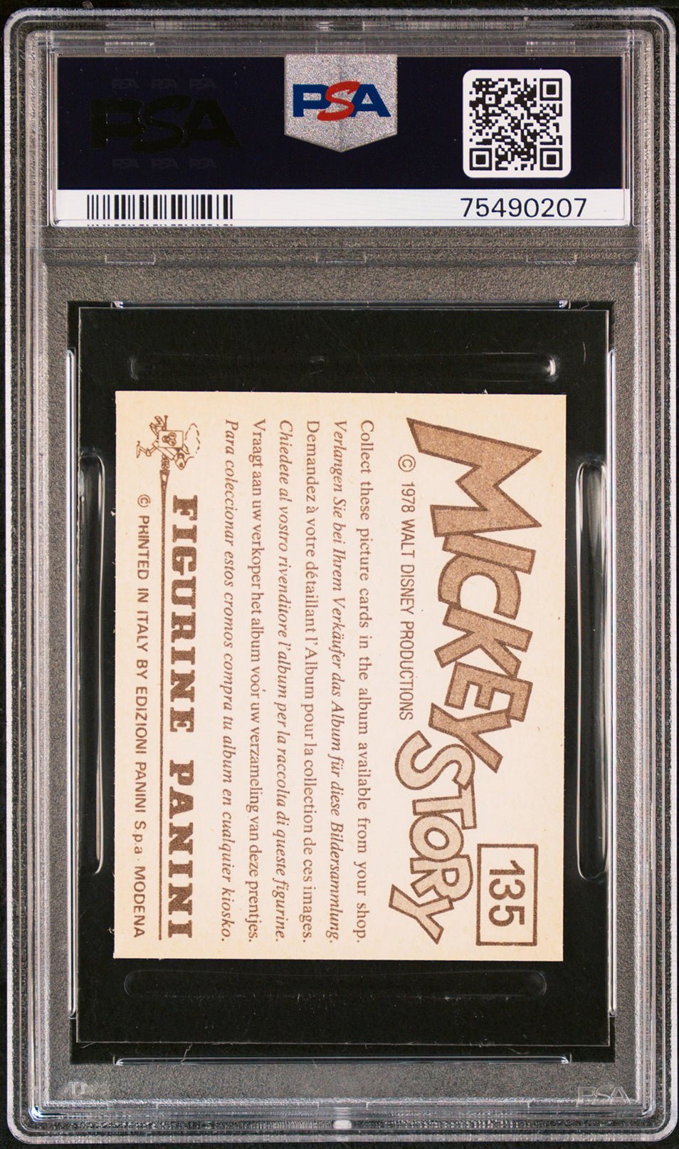 PLUTO PSA 8 1978 Panini Mickey Story Sticker #135 Disney Base Graded Cards - Hobby Gems