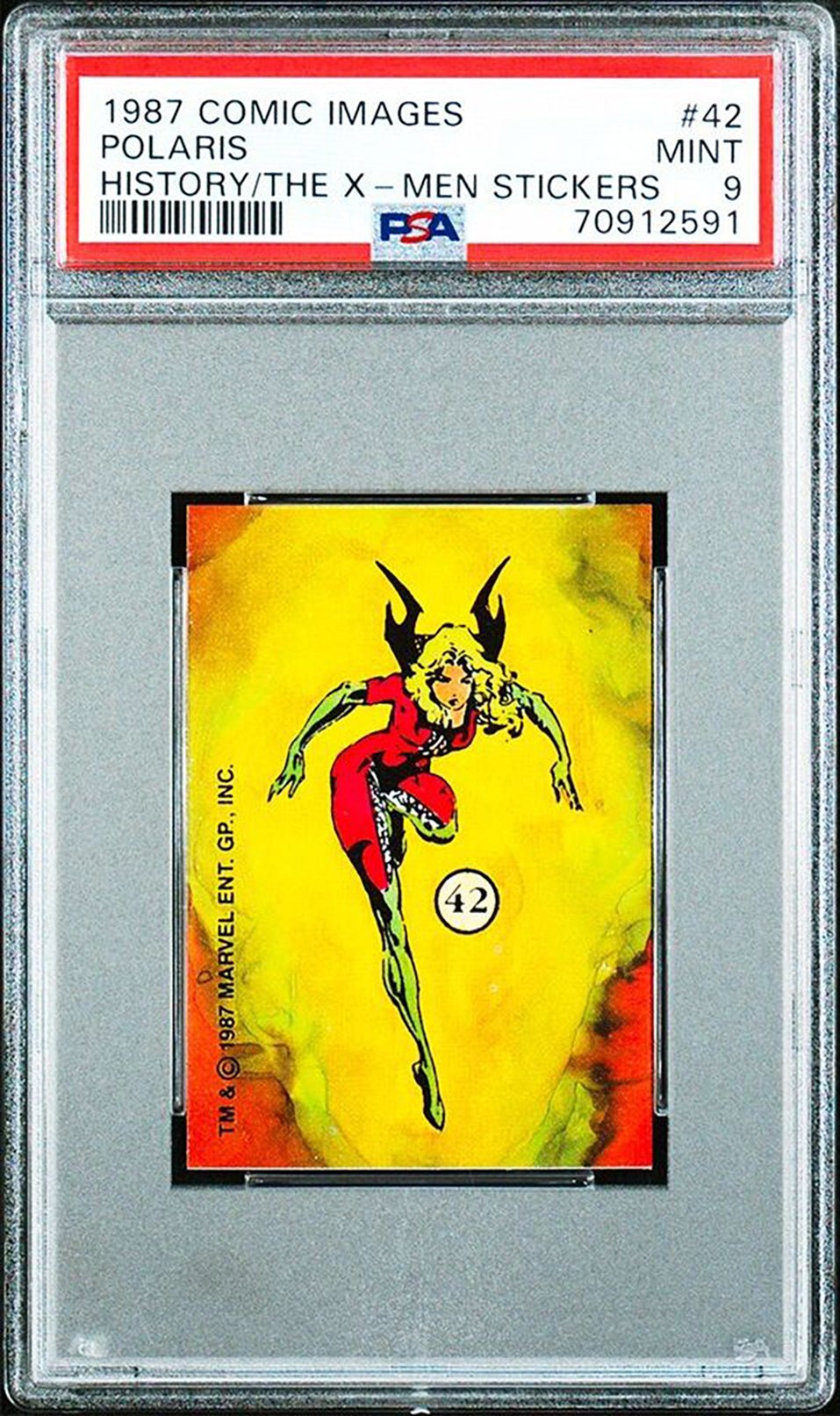 POLARIS PSA 9 1987 Marvel Comic Images History of the X-Men Stickers #42 C1 Marvel Graded Cards Sticker - Hobby Gems