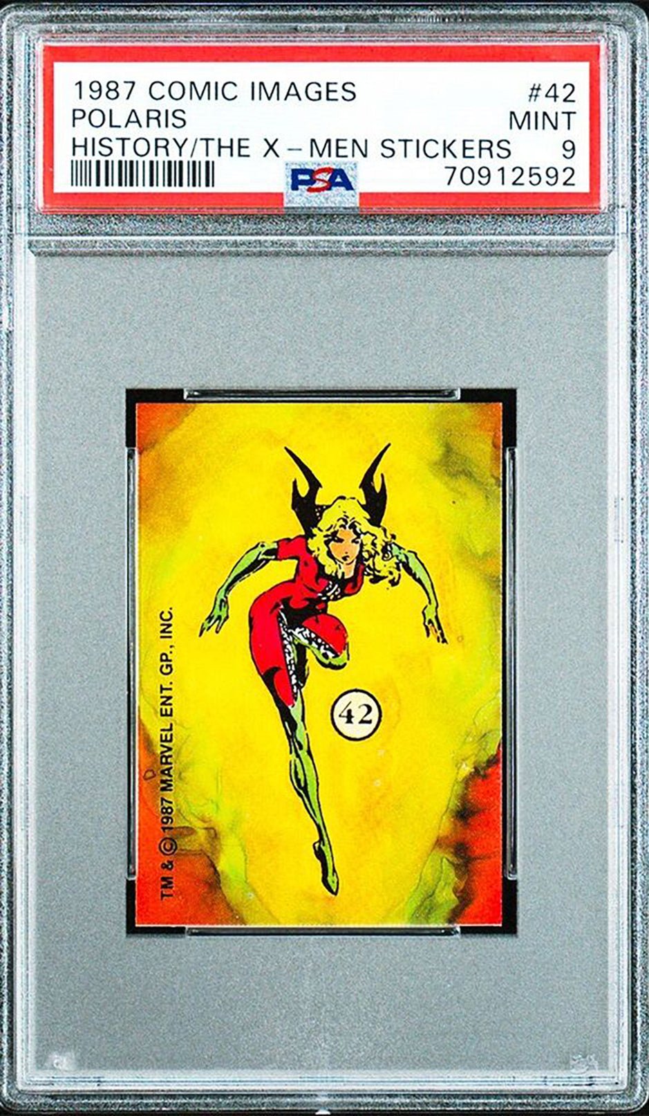 POLARIS PSA 9 1987 Marvel Comic Images History of the X-Men Stickers #42 C2 Marvel Graded Cards Sticker - Hobby Gems