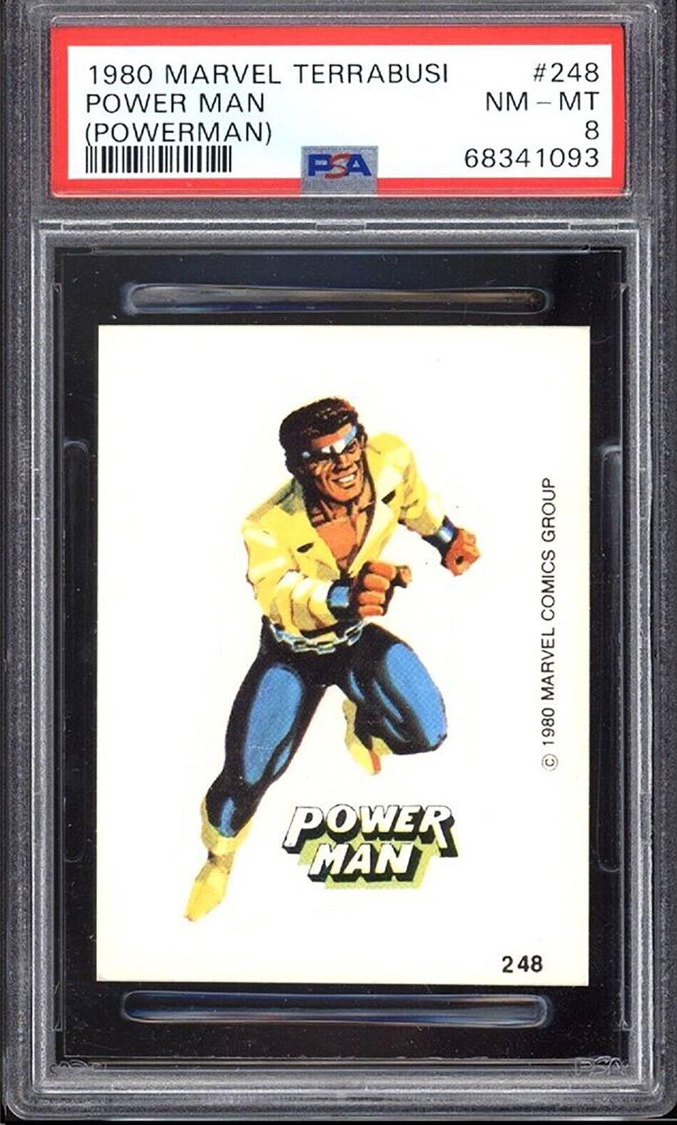 POWER MAN LUKE CAGE PSA 8 1980 Marvel Terrabusi Sticker #248 Marvel Graded Cards Sticker - Hobby Gems