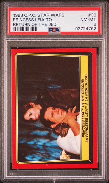 PRINCESS LEIA HAN SOLO PSA 8 1983 O - Pee - Chee OPC Star Wars Return of the Jedi #30 Star Wars Base Graded Cards - Hobby Gems