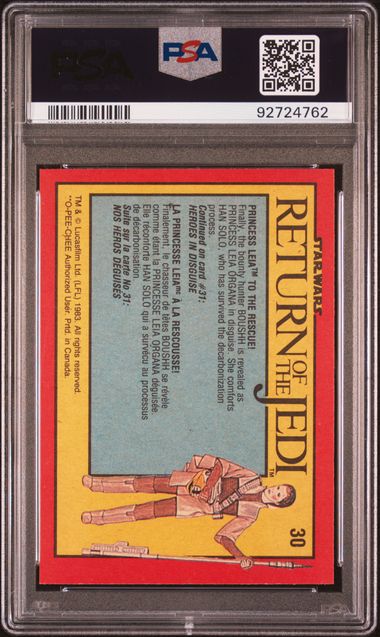 PRINCESS LEIA HAN SOLO PSA 8 1983 O - Pee - Chee OPC Star Wars Return of the Jedi #30 Star Wars Base Graded Cards - Hobby Gems