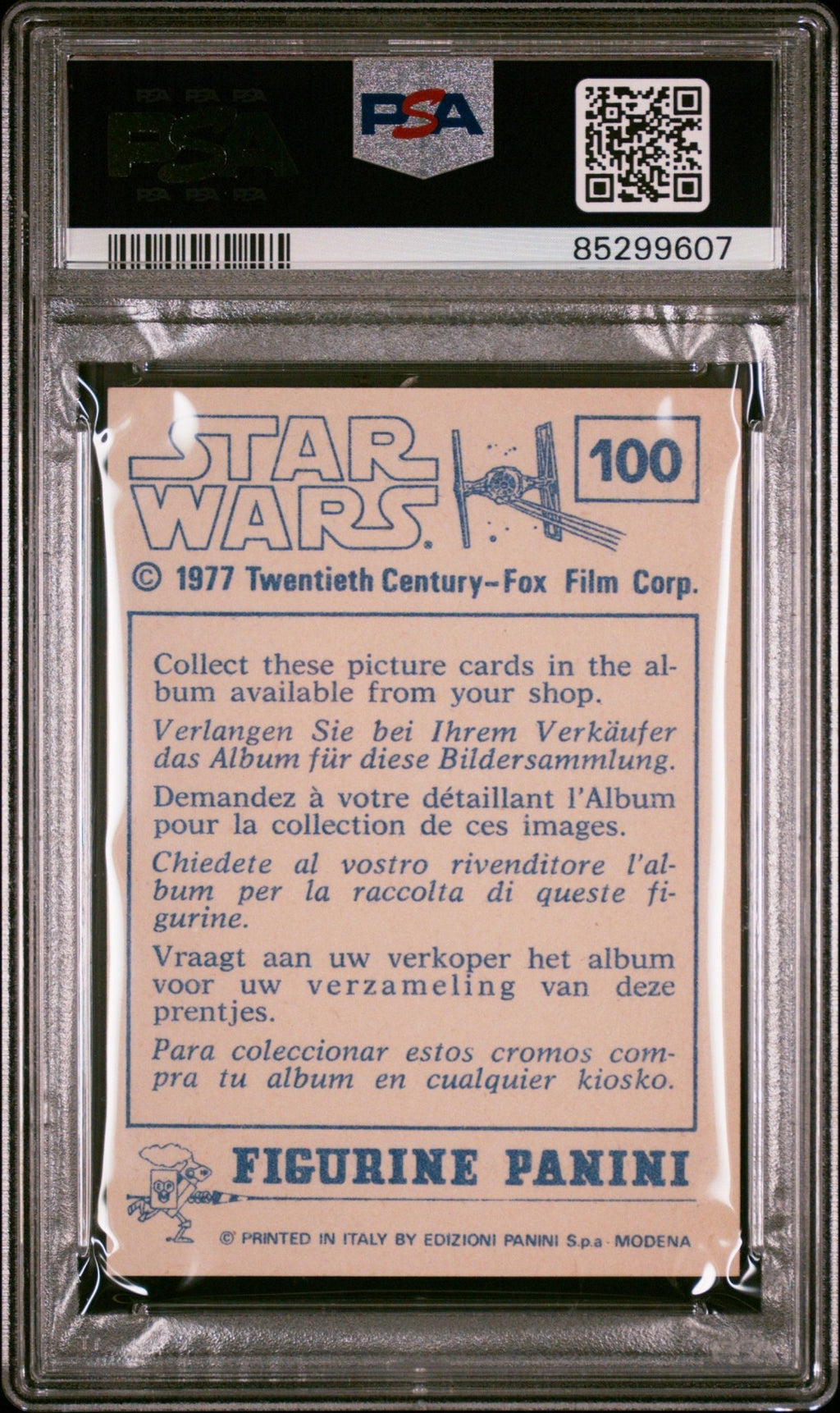 PRINCESS LEIA ORGANA PSA 4 1977 Panini Italy Star Wars Album Sticker #100 Star Wars Graded Cards Sticker - Hobby Gems