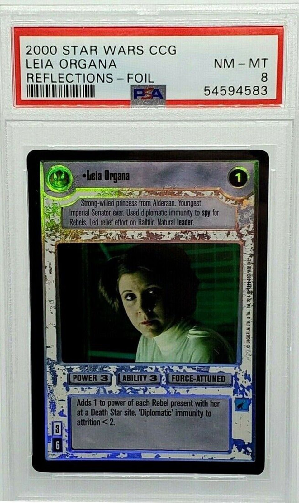 PRINCESS LEIA ORGANA PSA 8 2000 Star Wars Foil Reflections Rare CCG TCG Star Wars Graded Cards Parallel - Hobby Gems