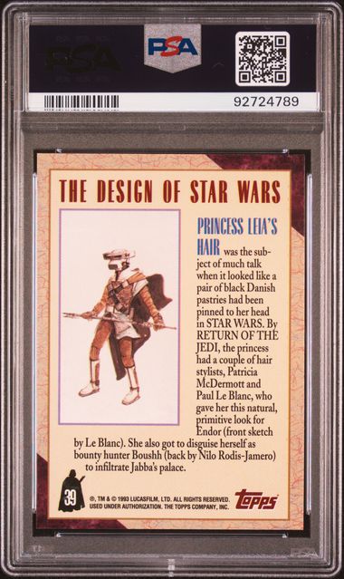 PRINCESS LEIA PSA 10 1993 Star Wars Galaxy Princess Leia's Hair #39 Star Wars Base Graded Cards - Hobby Gems