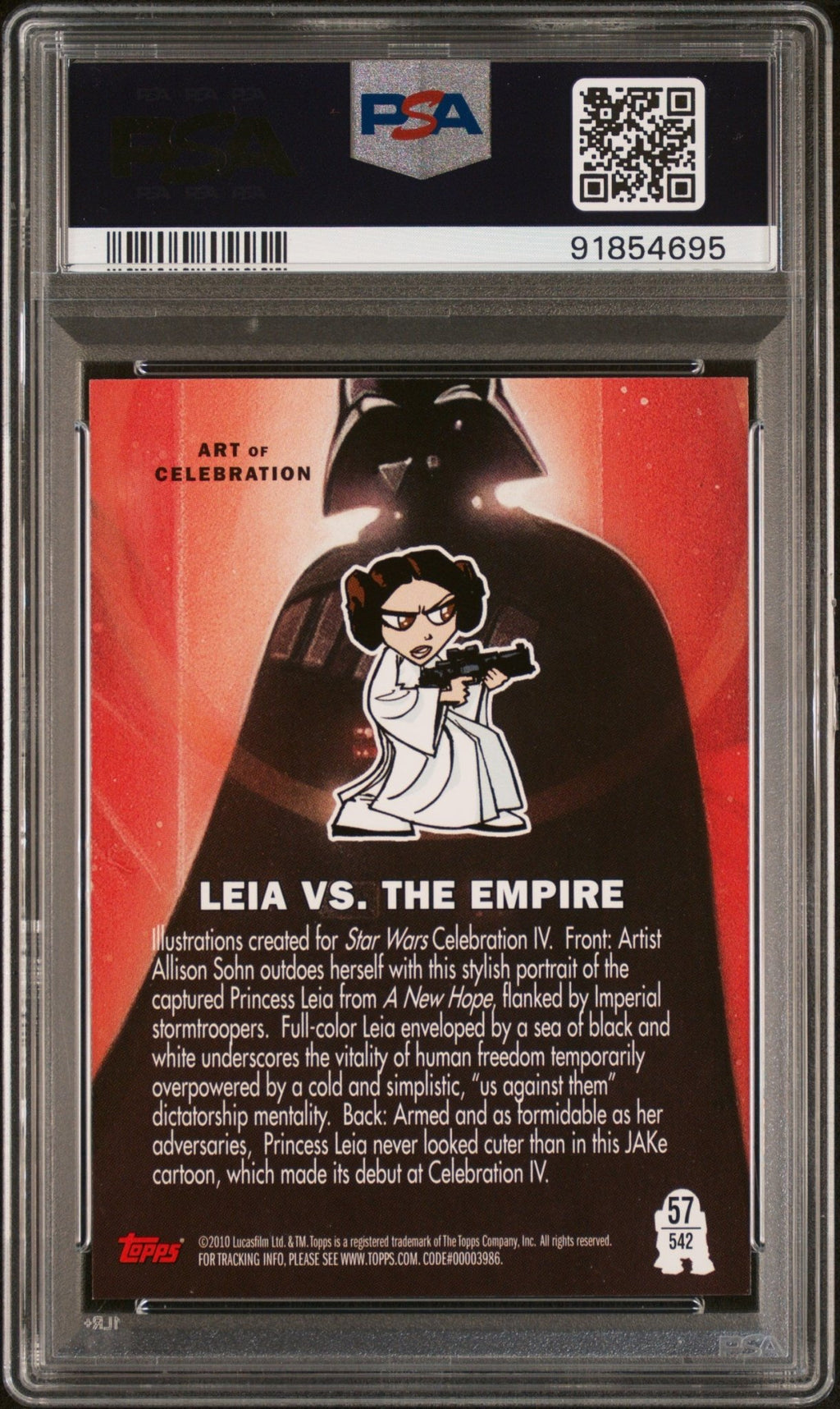 PRINCESS LEIA PSA 10 2010 Star Wars Galaxy Series 5 Leia vs. the Empire #57 Star Wars Base Graded Cards - Hobby Gems