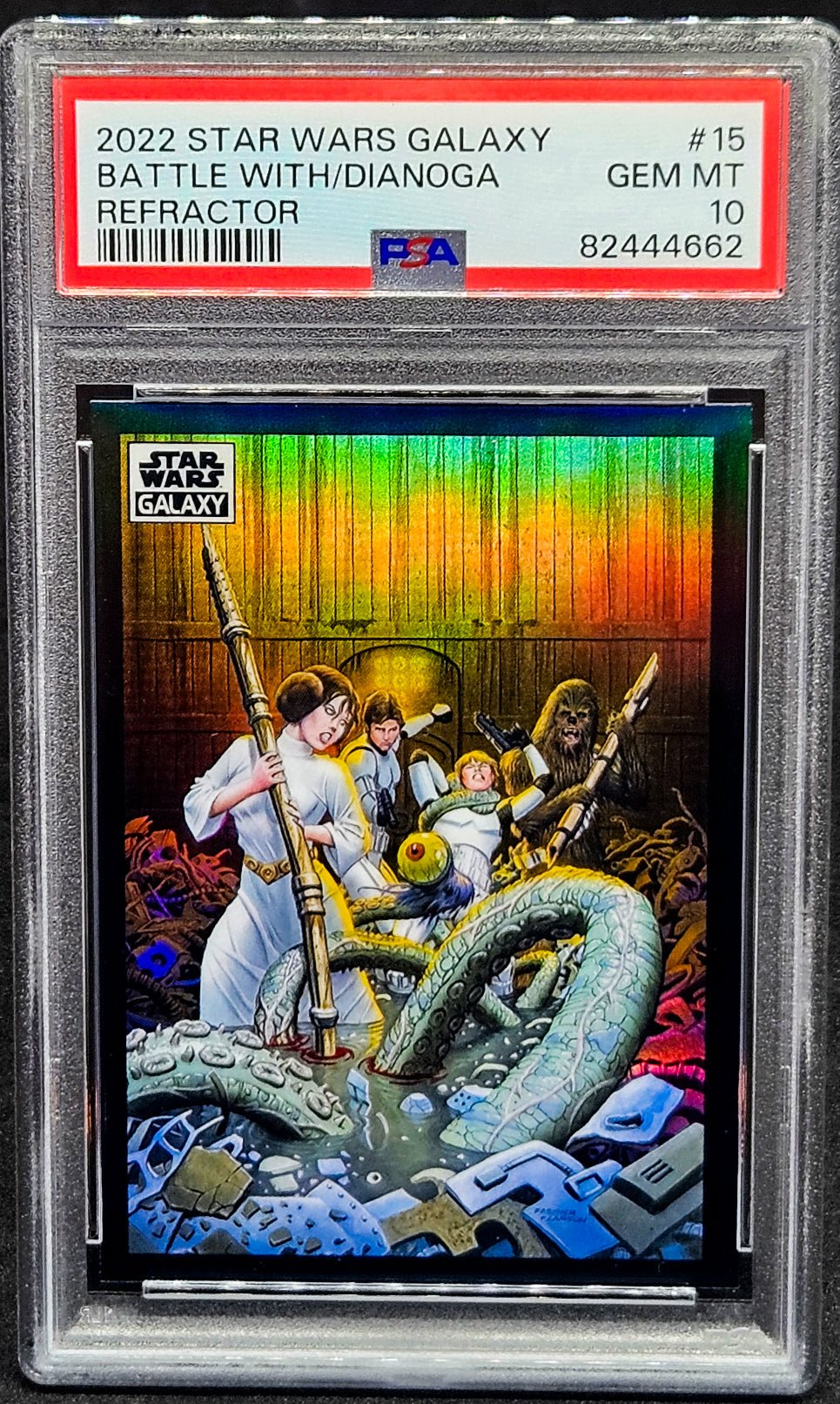 PRINCESS LEIA PSA 10 2022 Topps Chrome Star Wars Galaxy Dianoga Refractor #15 Star Wars Graded Cards Parallel - Hobby Gems