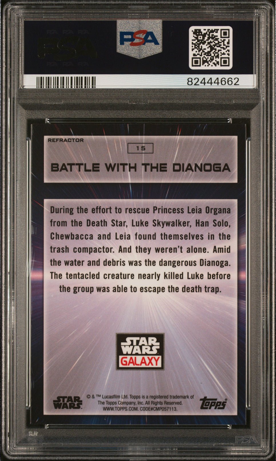 PRINCESS LEIA PSA 10 2022 Topps Chrome Star Wars Galaxy Dianoga Refractor #15 Star Wars Graded Cards Parallel - Hobby Gems