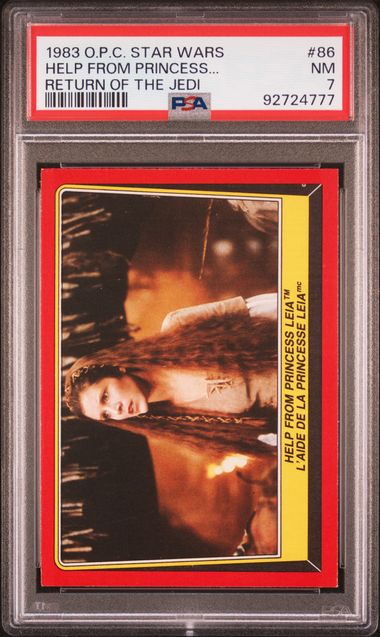 PRINCESS LEIA PSA 7 1983 O - Pee - Chee OPC Star Wars Return of the Jedi #86 Star Wars Base Graded Cards - Hobby Gems